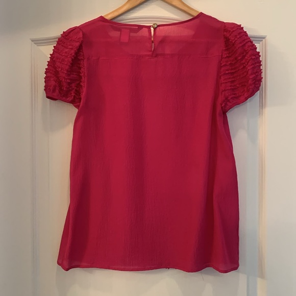 Marc by Marc Jacobs cap sleeve, sheer hot pink blouse, size 4. - Picture 2 of 9